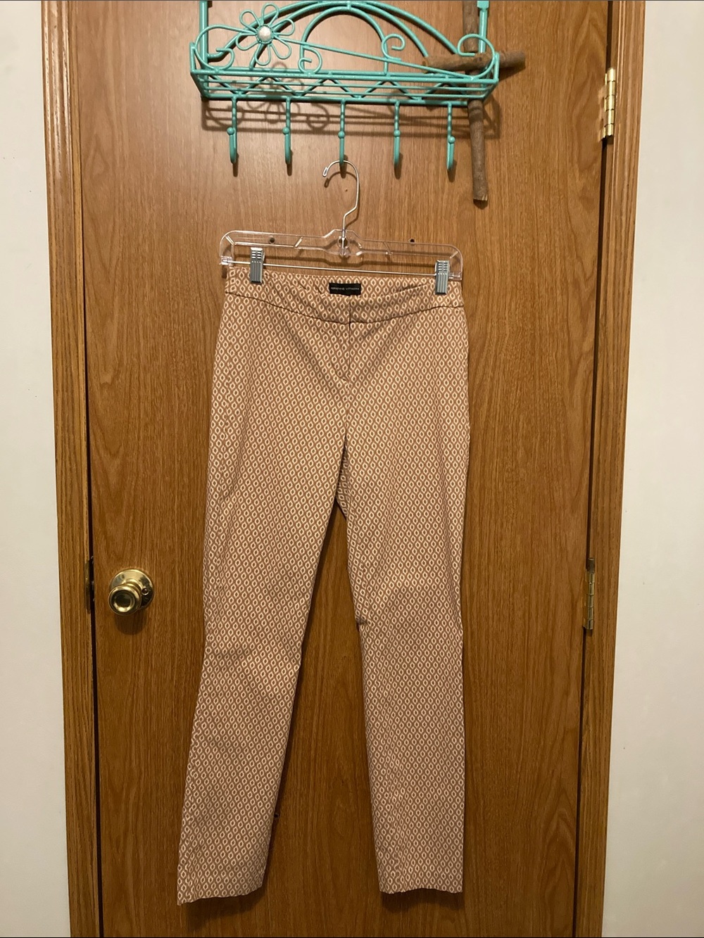 Adrienne Vittadini Beige Geometric Slim Dress Pants